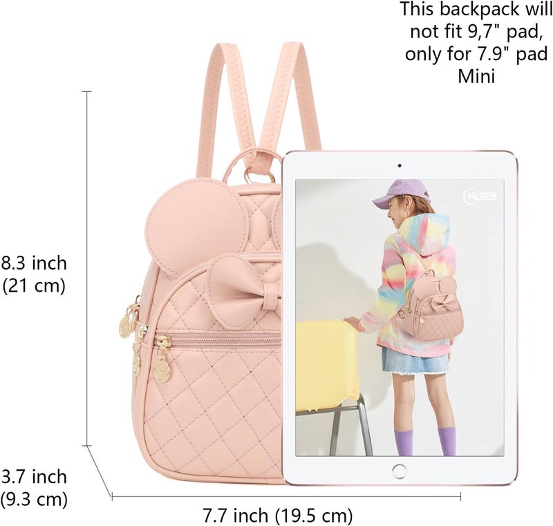 KL928 Girls Mini Backpack Bowknot Polka Dot Cute Small Daypacks Convertible Shoulder Bag Purse for Women - Image 2